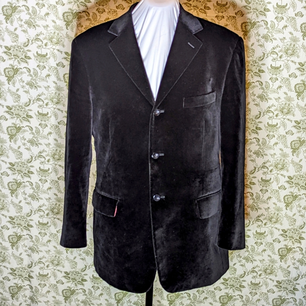 Men's Black Velveteen Wilke-Rodriguez 43R Blazer Sport Coat